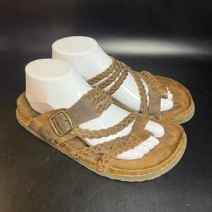 White Mountain Cliffs Braided‎ Leather US 9M Thong Sandals Adjustable Buckle